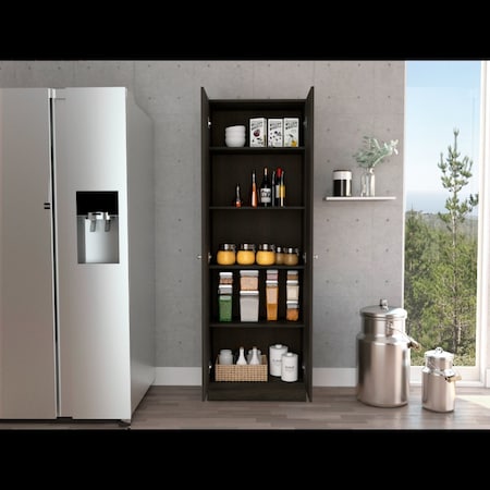 Tuhome Multistorage Cabinet, Double Door, Five Shelves, Espresso/Black ACW6555